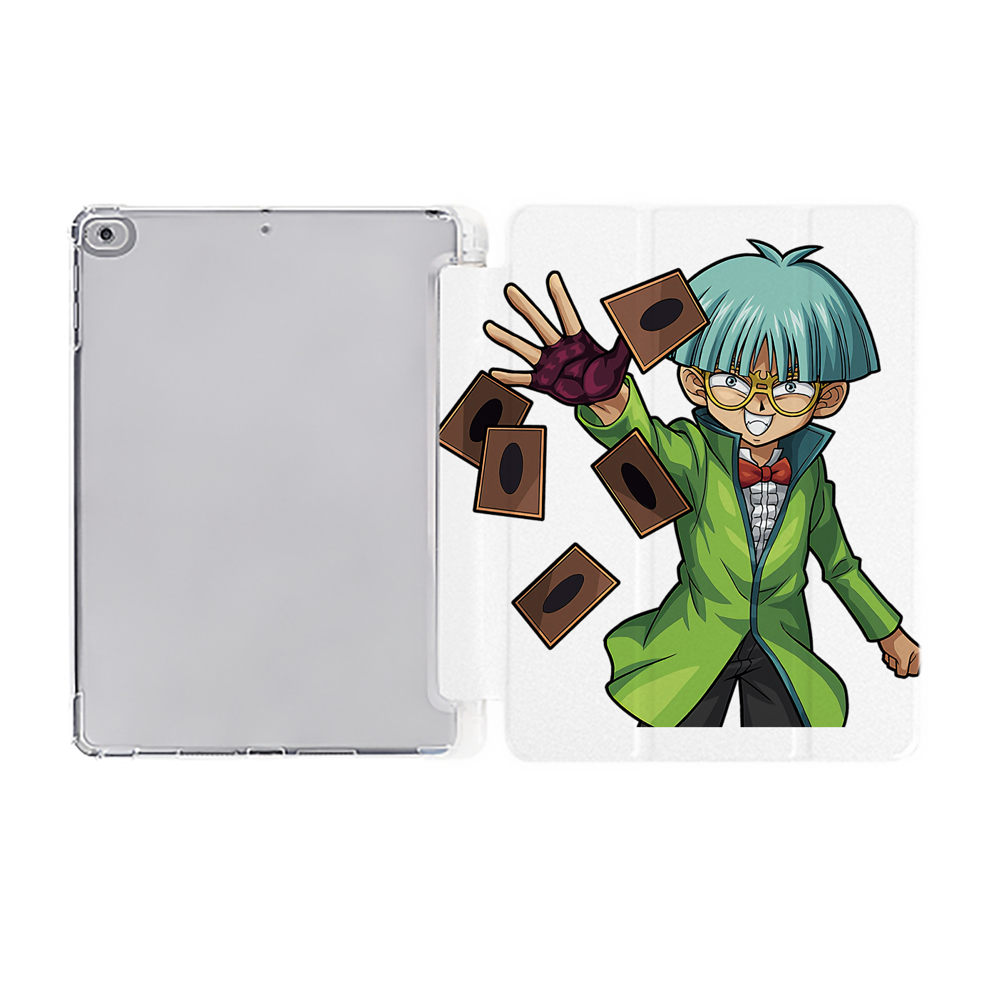（画像用） 遊☆戯☆王 Yu-Gi-Oh! IPad ケース ペン収納付き 三つ折りスタンド PUレザー×シリコン 対応機種9.5/10.5/10.9インチ